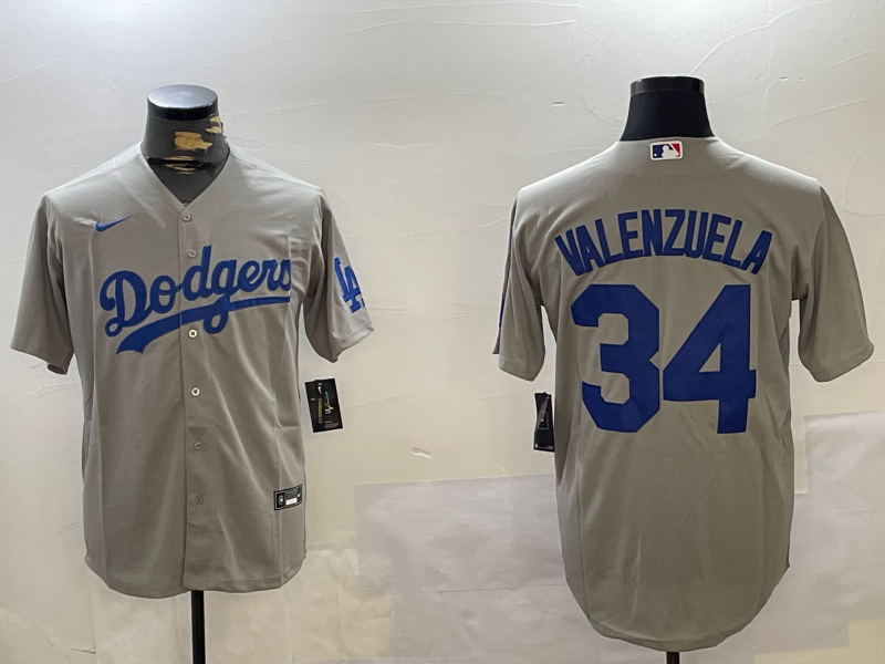 Men's Los Angeles Dodgers Fernando Valenzuela #34 Gray Jersey